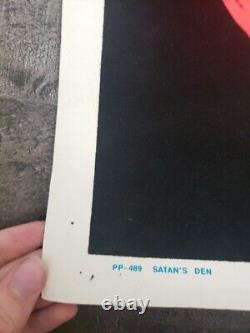 Vintage Velva-glow blacklight poster, Satan's Den PP-489 Rare Htf Read Desc