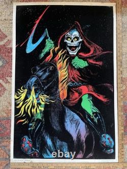 Vintage Velvet Blacklight Neon Poster DEATH RIDER 933 FUNKY ENTERPRISES 1980
