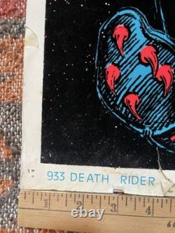 Vintage Velvet Blacklight Neon Poster DEATH RIDER 933 FUNKY ENTERPRISES 1980