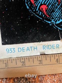 Vintage Velvet Blacklight Neon Poster DEATH RIDER 933 FUNKY ENTERPRISES 1980