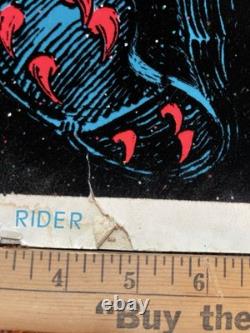 Vintage Velvet Blacklight Neon Poster DEATH RIDER 933 FUNKY ENTERPRISES 1980