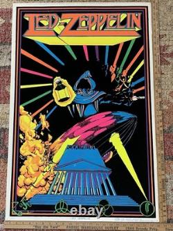 Vintage Velvet Blacklight Neon Poster LED ZEPPELIN 1980 SCORPIO POSTERS