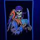 Vintage Velvet Blacklight Poster Pirate Skeleton Deadman's Hand Liquid Blue