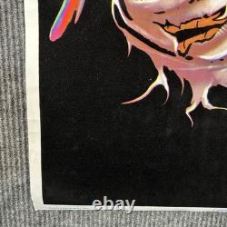 Vintage Velvet Blacklight Poster Pirate Skeleton Deadman's Hand Liquid Blue