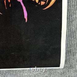 Vintage Velvet Blacklight Poster Pirate Skeleton Deadman's Hand Liquid Blue