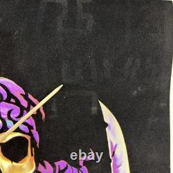 Vintage Velvet Blacklight Poster Pirate Skeleton Deadman's Hand Liquid Blue