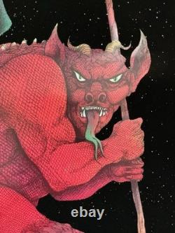 Vintage Velvet Blacklight Poster The Demon Psychedelic Decor Thought Factory1974
