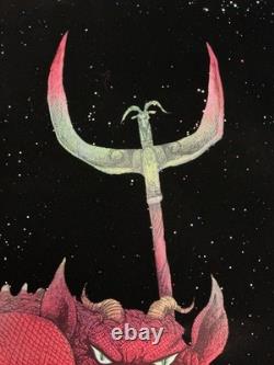 Vintage Velvet Blacklight Poster The Demon Psychedelic Decor Thought Factory1974
