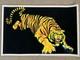 Vintage Velvet Blacklight Poster Tiger Flocked Psychedelic Decor Scorpio 1980