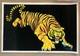Vintage Velvet Blacklight Poster Tiger Flocked Psychedelic Decor Scorpio 1980