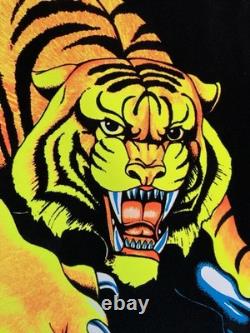 Vintage Velvet Blacklight Poster Tiger Flocked Psychedelic Decor Scorpio 1980