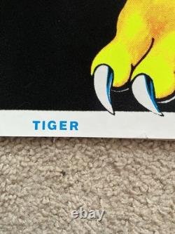 Vintage Velvet Blacklight Poster Tiger Flocked Psychedelic Decor Scorpio 1980