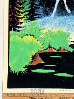 Vintage Velvet Flocked GLITTER Blacklight Neon Poster UNICORN IN PARIDISE 1980