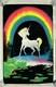 Vintage Velvet Flocked Glitter Blacklight Poster Unicorn In Paridise 1980 23x35