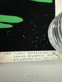 Vintage Velvet Flocked GLITTER Blacklight Poster UNICORN IN PARIDISE 1980 23x35