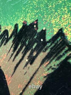 Vintage Velvet Flocked GLITTER Blacklight Poster UNICORN IN PARIDISE 1980 23x35