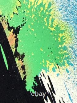 Vintage Velvet Flocked GLITTER Blacklight Poster UNICORN IN PARIDISE 1980 23x35