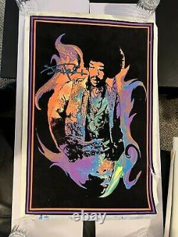 Vintage Velvet JIMI HENDRIX Blacklight Poster FLAME 23x35 Scorpio 1996 FREE SHIP