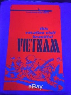 Vintage Visit Vietnam Anti War Blacklight Poster 1970's Original RARE 21x33