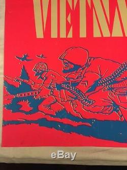 Vintage Visit Vietnam Anti War Blacklight Poster 1970's Original RARE 21x33