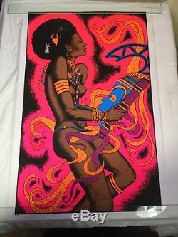 Vintage Voo Doo Dancer Blacklight Poster 1970's 23x35 Nude Afro AA Sales PP144