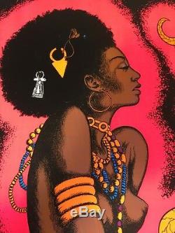 Vintage Voo Doo Dancer Blacklight Poster 1970's 23x35 Nude Afro AA Sales PP144