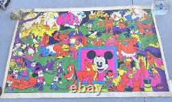 Vintage Wally Wood Disney Orgy Black Light Neon Art Poster Ripped 35x23