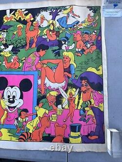 Vintage Wally Wood Disney Orgy Black Light Neon Art Poster Ripped 35x23