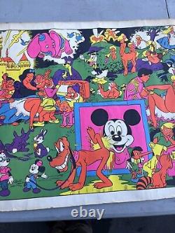 Vintage Wally Wood Disney Orgy Black Light Neon Art Poster Ripped 35x23