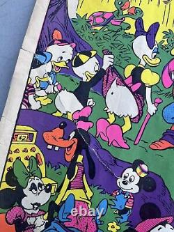 Vintage Wally Wood Disney Orgy Black Light Neon Art Poster Ripped 35x23