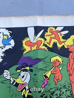 Vintage Wally Wood Disney Orgy Black Light Neon Art Poster Ripped 35x23