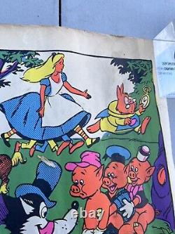 Vintage Wally Wood Disney Orgy Black Light Neon Art Poster Ripped 35x23