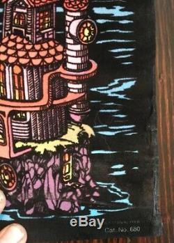 Vintage Western Graphics Fantasy Island Poster Black Light NOS Unhung Treehouse