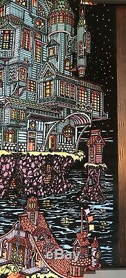 Vintage Western Graphics Fantasy Island Poster Black Light NOS Unhung Treehouse