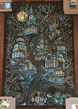 Vintage Western Graphics Treehouse Poster Black Light Original NOS Unhung