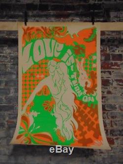 Vintage and Original Platt Mfg Love is a Turn On Black-light Poster