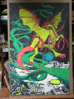Vintage black light Poster Vintage 1970 monster dragon Lunawalkie space 14133