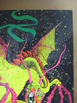 Vintage black light Poster Vintage 1970 monster dragon Lunawalkie space 14133