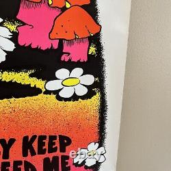 Vintage blacklight poster I Must Be A Mushroom 1975 yellow orange Gorgeous Color
