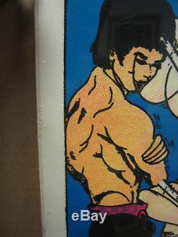 Vintage flocked Bruce Lee Fury black light Poster original 1975 3233