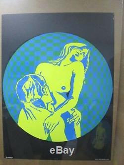 Vintage lovers Black Light Poster 1970's embrace psychedelic In#G3913