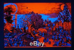 Vintage original Houston blacklight poster GOOD evil Love hate Peace war 1971