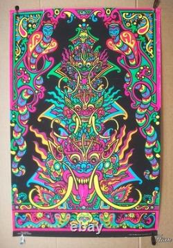 Vintage psychedelic art blacklight poster KRISHNA Orlando MacBeth 1969 Third Eye
