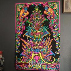 Vintage psychedelic art blacklight poster KRISHNA Orlando MacBeth 1969 Third Eye