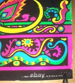 Vintage psychedelic art blacklight poster KRISHNA Orlando MacBeth 1969 Third Eye