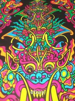 Vintage psychedelic art blacklight poster KRISHNA Orlando MacBeth 1969 Third Eye