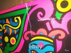 Vintage psychedelic art blacklight poster KRISHNA Orlando MacBeth 1969 Third Eye