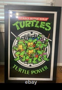 Vintage teenage mutant ninja turtles Velvet Black Light Poster TURTLE POWER