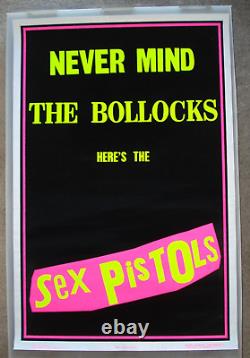 Vintage velvet SEX PISTOLS blacklight poster NEVER MIND the BOLLOCKS flocked NOS