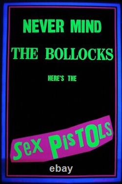 Vintage velvet SEX PISTOLS blacklight poster NEVER MIND the BOLLOCKS flocked NOS